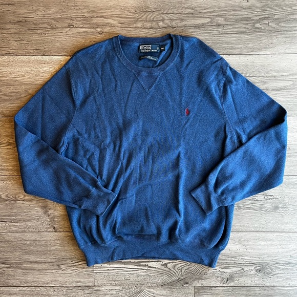 Vintage Polo by Ralph Lauren Crewneck Long Sleeve Cotton Sweater Blue XXL